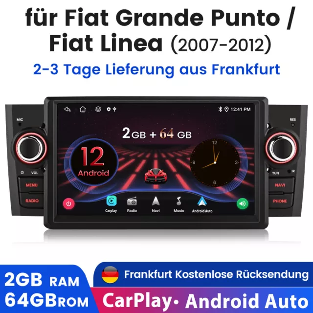 Für Fiat Grande/Punto/Linea 2007-2012 7"Autoradio DAB+GPS Navi Android12 CarPlay