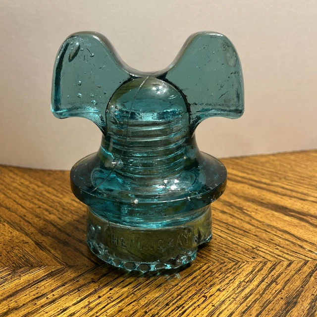 Antique Hemingray Patent 1890 1893 Mickey Mouse Telegraph Insulater Chipped