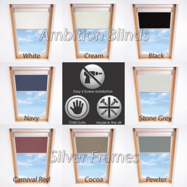 Thermal Blackout Skylight  Blinds For Velux Windows Silver Frames High Quality