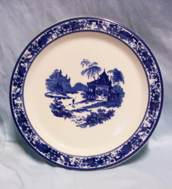 DINNER PLATE CHINOISERIE PAGODA O.P.CO. Blue Flow Syracuse China Vintage  (A1)