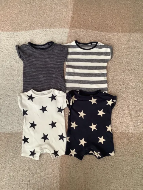 Next Baby Boys Upto 1 Month Summer Short Rompers, Stars Bundle Combine Post