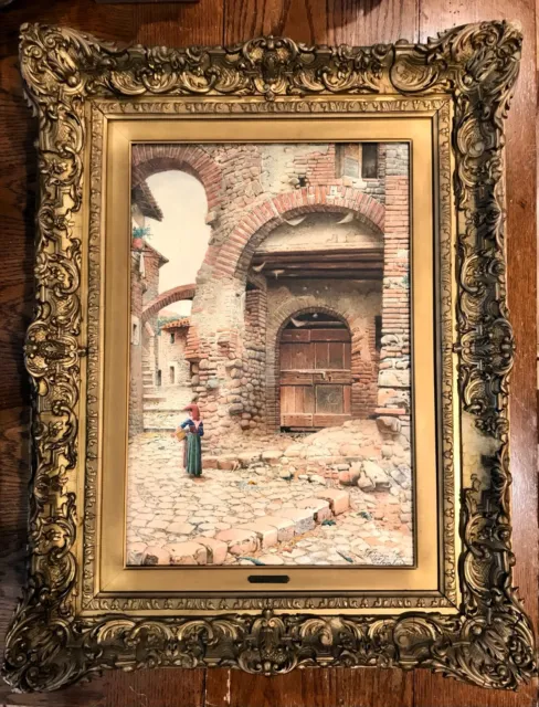 Scipione Simoni Water color circa 1900 - "Polmbaro" Signed - VERY RARE -