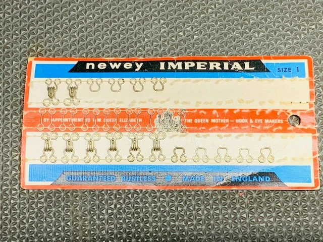 Ganchos y Ojos Imperiales De Colección Newey Plateados Talla 1 Hechos en Inglaterra Inóxido 8+