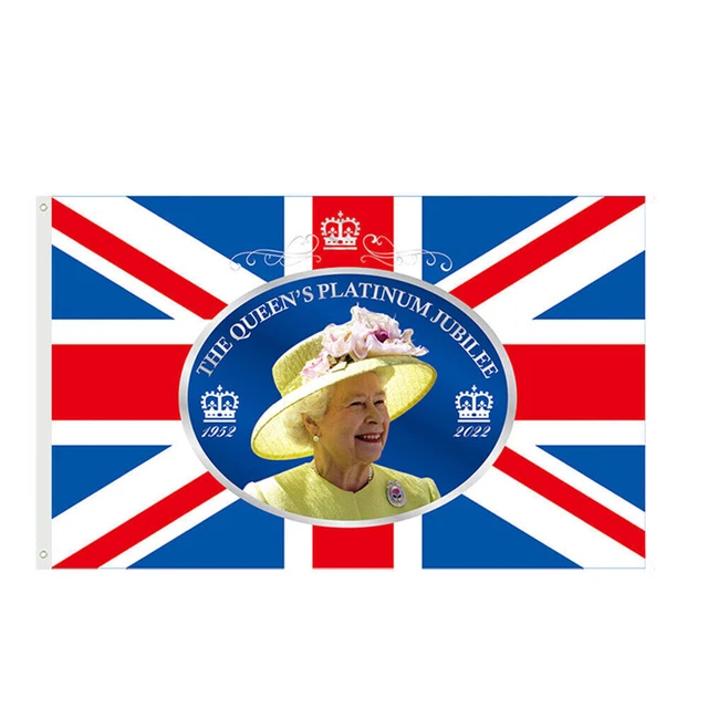 QUEEN ELIZABETH PLATINUM Jubilee Union Jack Flag Large 5x3FT GB Street