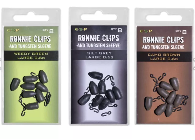 ESP CARP RONNIE CLIPS AND TUNGSTEN SLEEVE in 0.3g and 0.6g