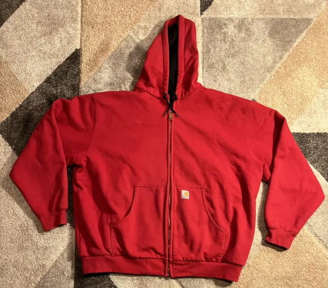 Vintage Carhartt Active Jacket Size 2XL J149 INR Red Zip Up Hoodie Sweatshirt