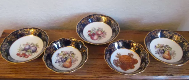 Five Limoges Bowls - 3 x Desert Bowls, 2 x Footed Bowls