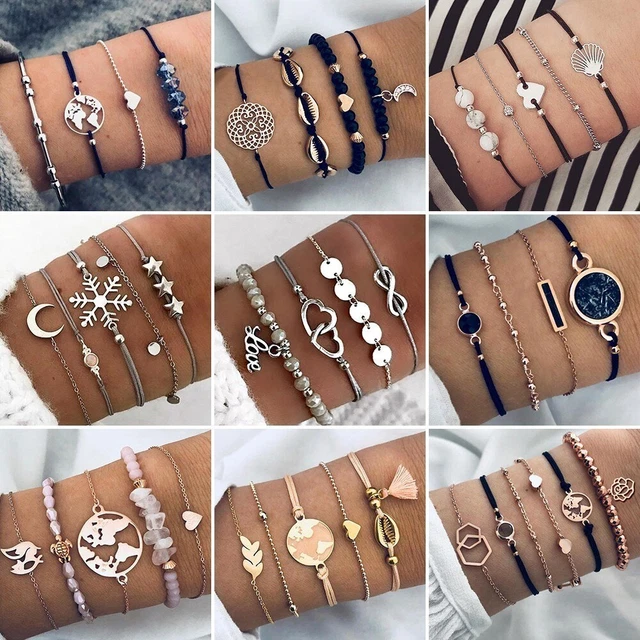 Ensemble de bracelets et bracelets bohèmes Bracelet à breloques en perles...