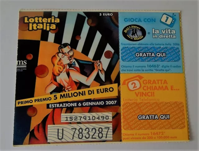Biglietto Lotteria Italia 2006 ( Estrazione 6 Gennaio 2007)