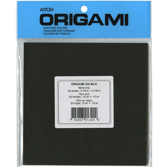 Papel origami 5.875""X5.875"" 50/paquete-negro -OG-NEGRO