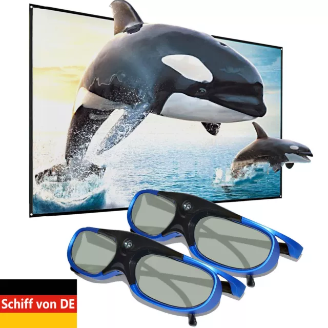 2Pcs JX-30 3D Active Shutter Brille DLP-Link Schwarz Für Projektor BenQ Dell Ace