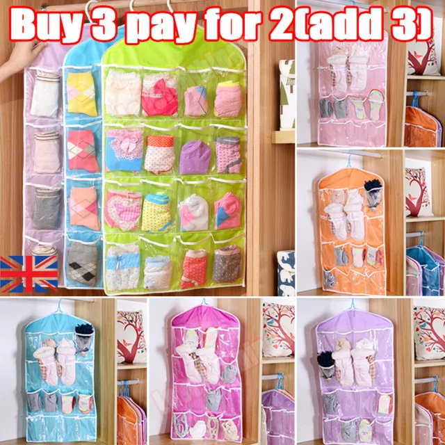 16 Pockets Shoe Holder Bag Organiser Over Door Hanging Shelf Rack Storage Hooks.