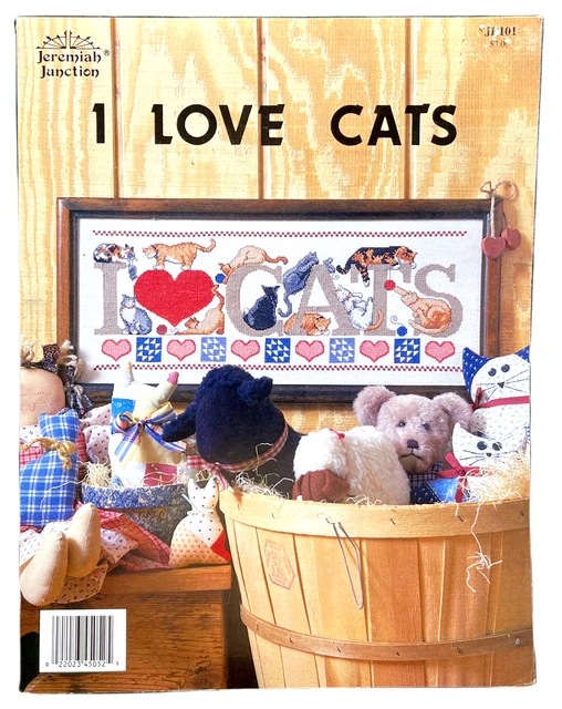 1990 Jeremiah Junction  I Love Cats JI101 Counted Cross Stitch Pattern Vntg 8541