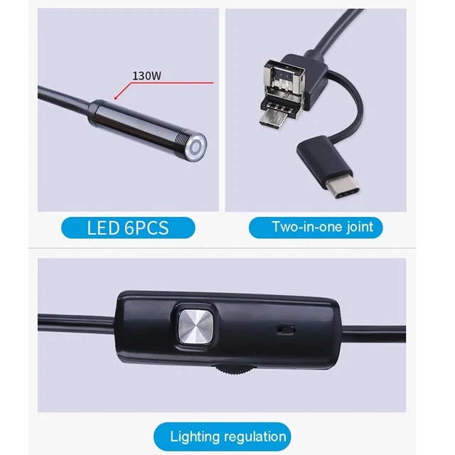 Endoscopio fotocamera HD endoscopio USB endoscopio PC interfaccia computer tipo C