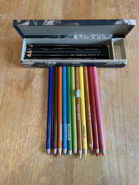 Various Sketching Pencils Including conte a paris pastel pencils