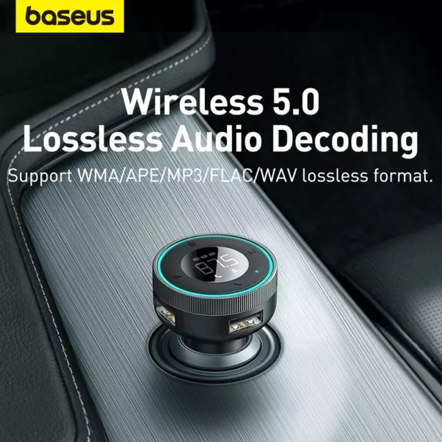 Baseus FM Transmitter Bluetooth 5.0 TF AUX Auto MP3 Player USB Ladegerät KFZ DE 2