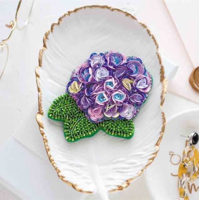 "Hágalo usted mismo Kit de fabricación de joyas Broche alfiler ""Hermosa hortensia"" Broches hechos a mano