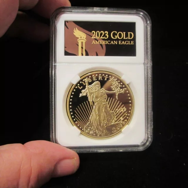 1 Oz 24K Fine Pure Gold Plate 2023 Walking Liberty Eagle $50 Rounds with case