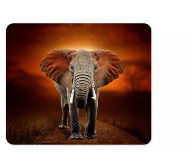 Mauspad/Mouse Pad Textil Kautschuk |  22 x 18 cm | Motiv: Afrikanischer Elefant
