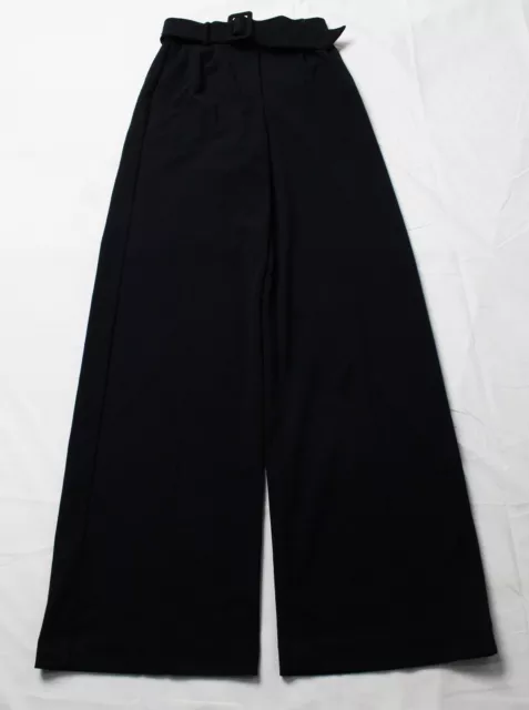 Express Women's Silky High Waisted Belted Wide Leg Pants DM9 Navy Blue Size 0L