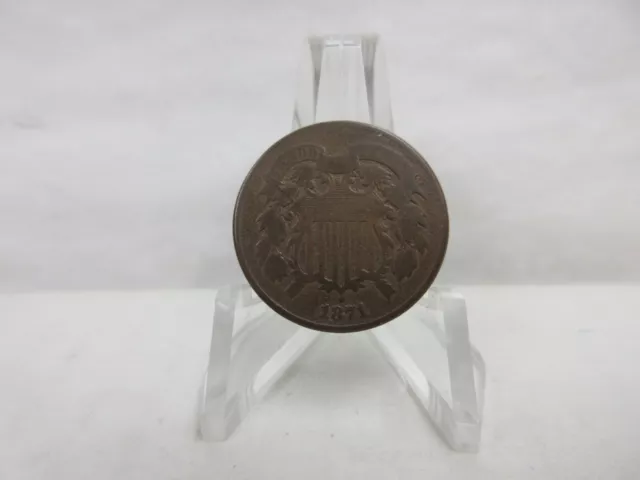 1871 United States 2 Two Cent Piece 2c US Copper Type Coin Philadelphia Mint