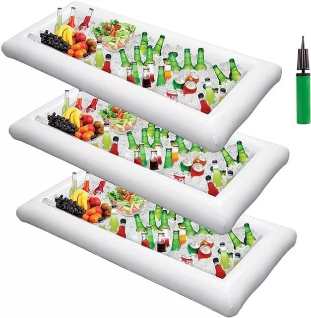 Open Box Inflatable Serving Bar Salad Ice Tray Food Drink Containers-BBQ Picnic.