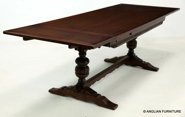 Old Charm Large Oak Dining Table Seats Up To 12 Tudor Brown. FREE UK Delivery