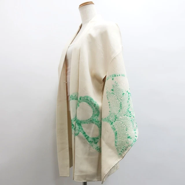 9074D2 Silk Vintage Japanese Kimono Haori Jacket Shibori Peony