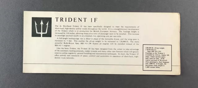 Trident 1F Manufacturers Sales Brochure Airline Seat Maps