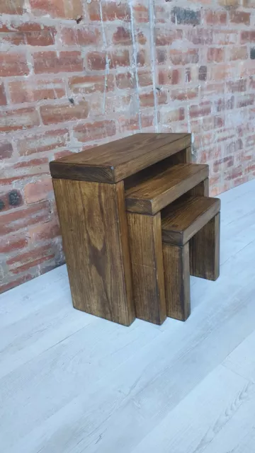 Nest of Tables/ Bedside Tables/Side Table/Rustic Handmade Solid Pine Wood