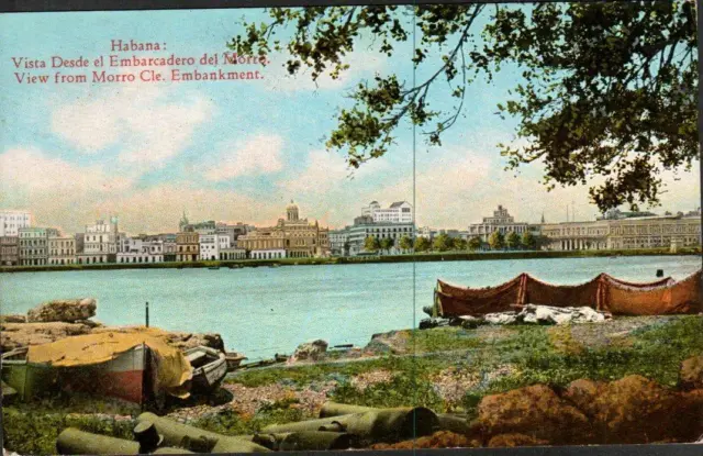 View Of HAVANA, CUBA From MORRO CLE. EMBANKMENT On 100-yr. Old Vintage Postcard