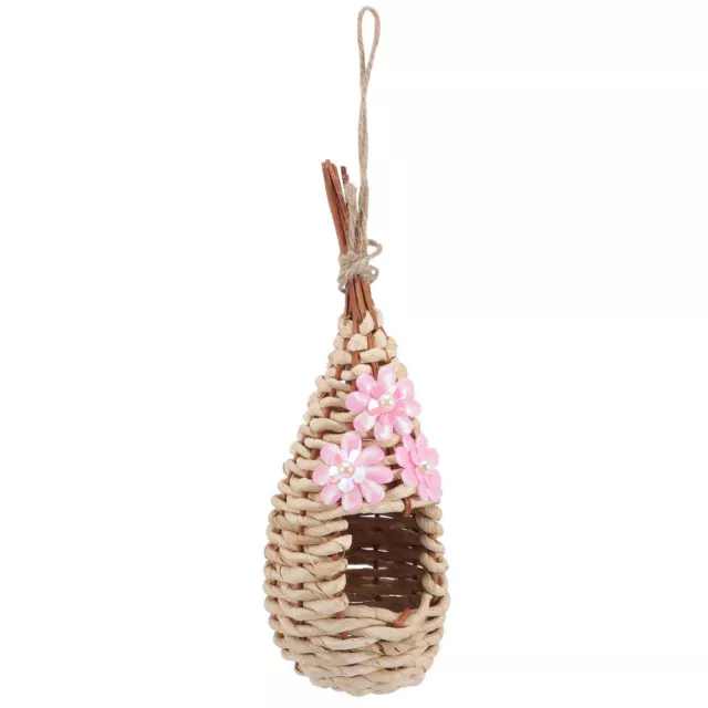 Outdoor Bird Cage Straw Birdhouse Roosting Pocket Parrot Hanging