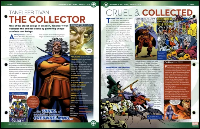 The Collector - Taneleer Tivan #CO-01 Villains - Cosmic Marvel Fact File Page