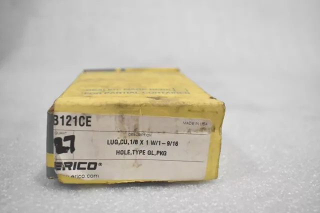 Erico Cadweld B121Ce 1-Hole Tinned Copper Lug, 1/8" X 1 W/1-9/16" (Lot Of 20)