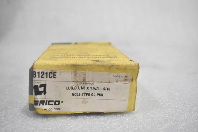 Erico Cadweld B121Ce 1-Hole Tinned Copper Lug, 1/8" X 1 W/1-9/16" (Lot Of 20)