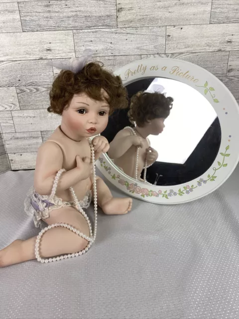 Ashton Drake Pretty As A Picture 11" Sitting Porcelain Doll w/ Mirror COA 1995