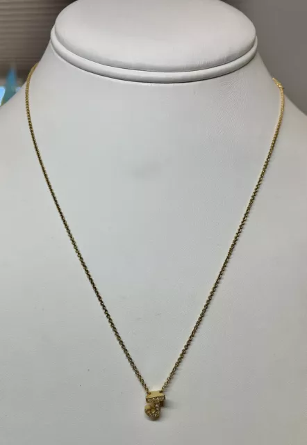 nadri necklace gold tone letter J pendant crystal pave