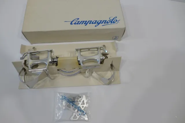 Campagnolo C-record pista pedal set NOS in box with Large clips and straps wow!