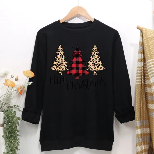 T0# Christmas Women Casual Sweatshirt-Black-M