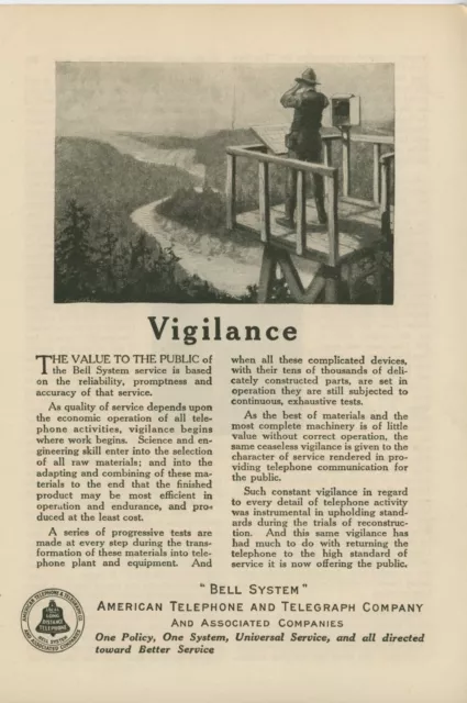 1921 American Telephone & Telegraph Vintage Ad Bell System Forest Ranger AT&T