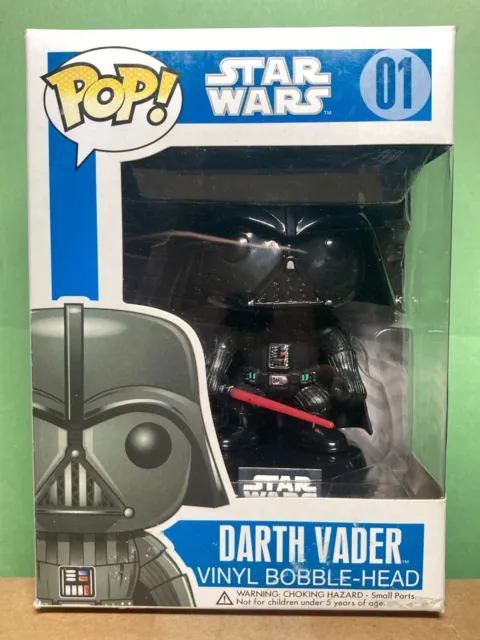 Funko POP Star Wars 01 Darth Vader Large Font First Run Blue Damaged Box SftCase