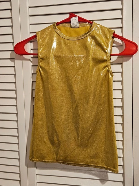 Boys Dance Recital Custome Gold Metallic Tank Top Size SC 6/6X