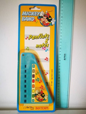 WALT DISNEY MICKEY BAND MOUSE BONTEMPI STRUMENTO PANFLUTE & NOTES VINTAGE TOY 