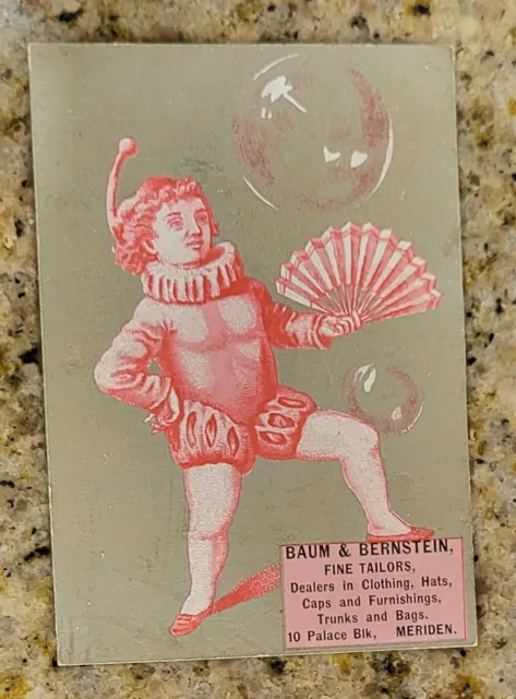 Victorian Trade Card Meriden CT Baum & Bernstein Fine Tailors Fan