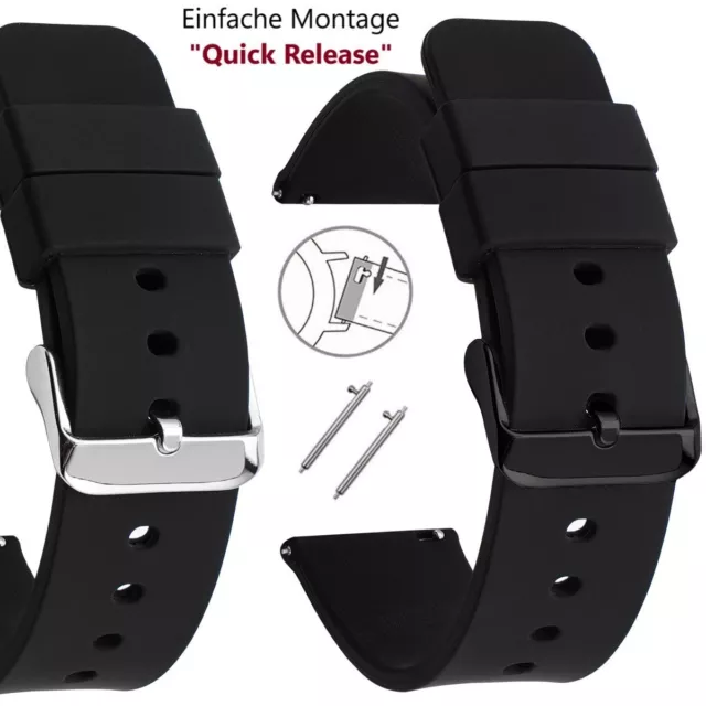 14 | 16 | 18 | 20 | 22 | 24 mm Silikon Ersatz Uhrenarmband Smart Gummi Band Uhr