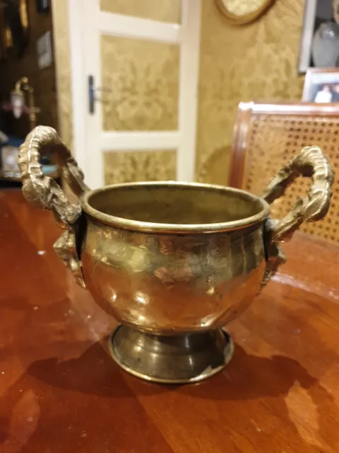 Ancien Petit Cache Pot En Laiton Et Bronze