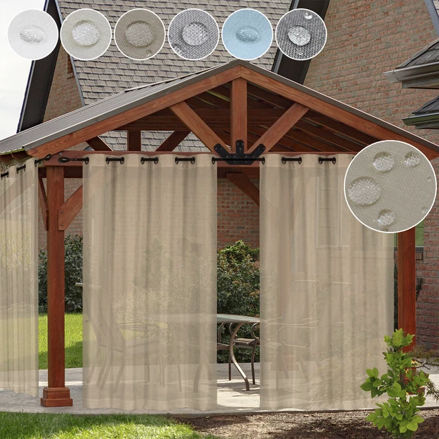 Sheer Outdoor Curtains Patio Waterproof Voile Drapes Gazebo Garden Pergola Panel