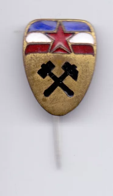 enamel pin badge ansteckandel MINE MINER MINING MINERS YUGOSLAVIA very old