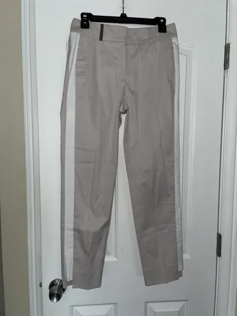 Peserico Khaki Tuxedo Stripe Trousers Sz Eu 42/Us 6