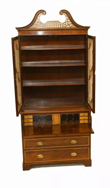 Sheraton Secretaire Bookcase Antique Mahogany Desk 1910